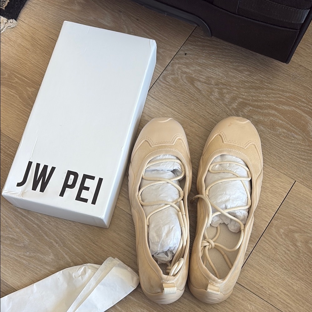 JW PEI Caitlin Lace-up Ballerina Sneakers - Beige